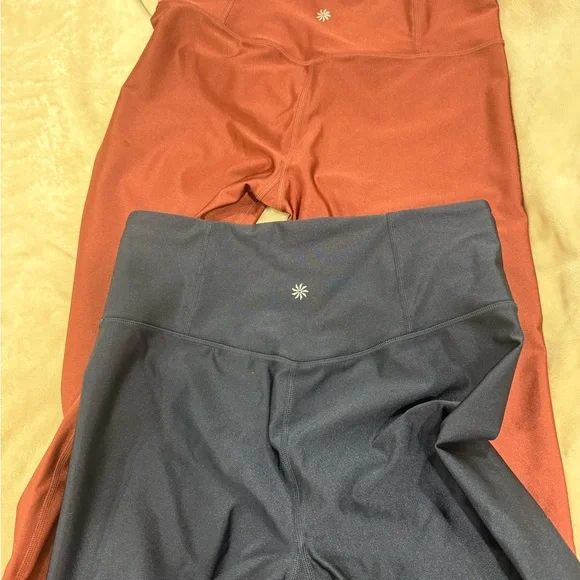 Women’s Athleta Bundle - Elation Sheen Navy and Rust Leggings - Picture 4 of 6